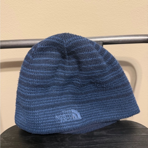 The North Face Navy Knit Beanie Hat Fleece Lined Unisex One Size - Picture 2 of 5